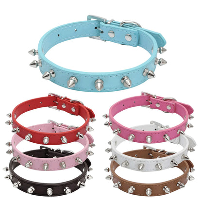 Dog Collar Leather Spiked Studded Collars